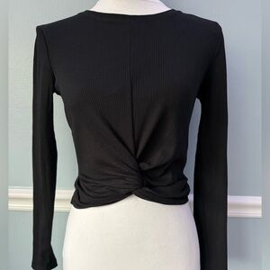 Zara Black Twist Front Long Sleeve Top